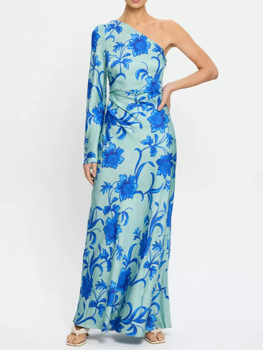 Robe Longue Asymétrique à Imprimé Floral